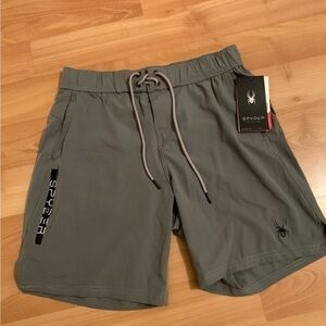 Spyder athletic swim shorts, zip pocket, Gray, size M